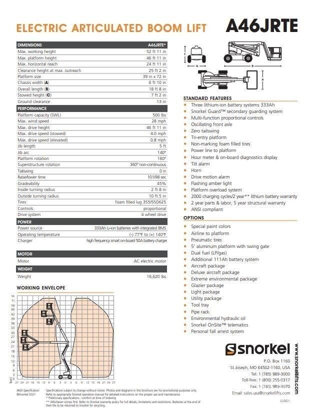 Snorkel A46JRTE Nacele cu brat articulat