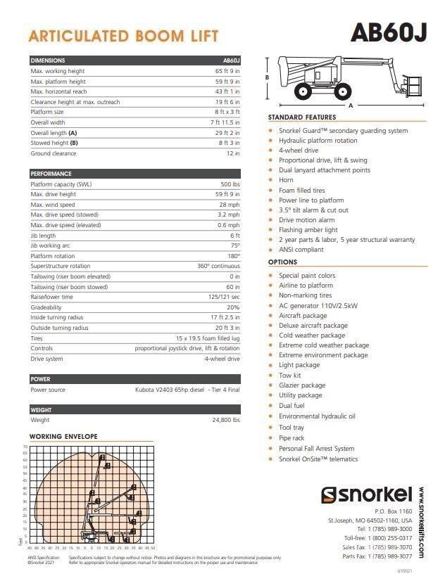 Snorkel AB60J Nacele cu brat articulat