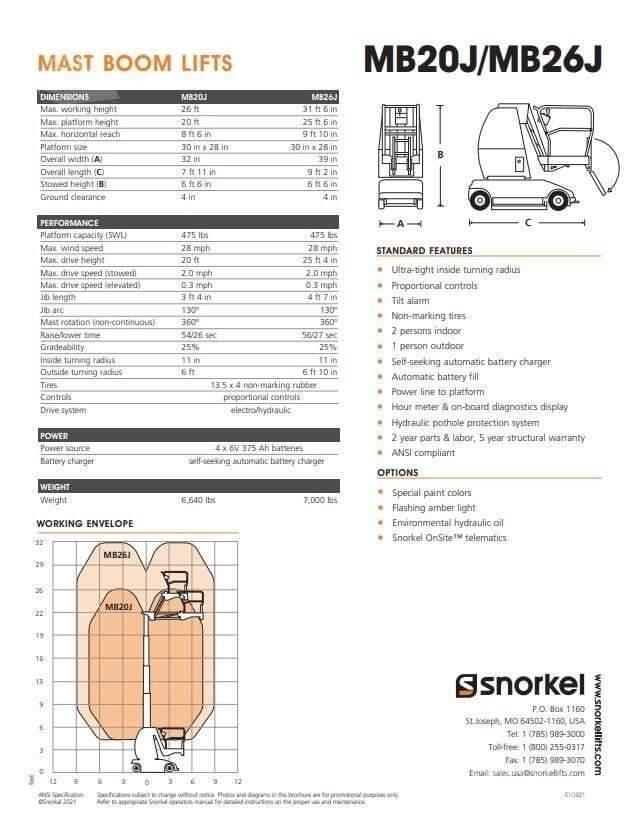Snorkel MB26J Ascensoare verticale catarg