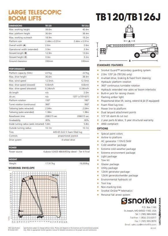Snorkel TB120 Nacele cu brat telescopic
