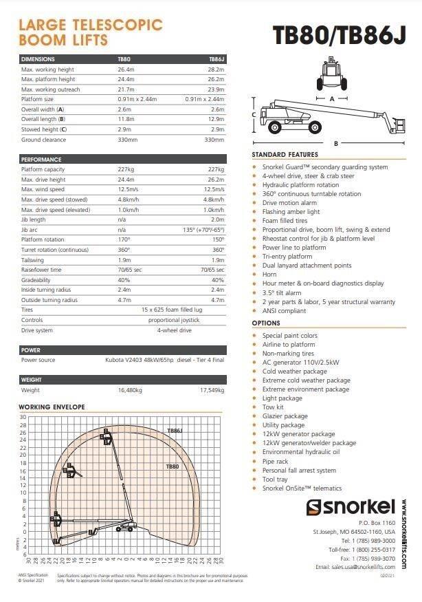 Snorkel TB80 Nacele cu brat telescopic