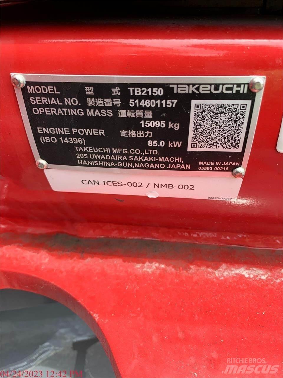 Takeuchi TB2150 Excavatoare pe șenile
