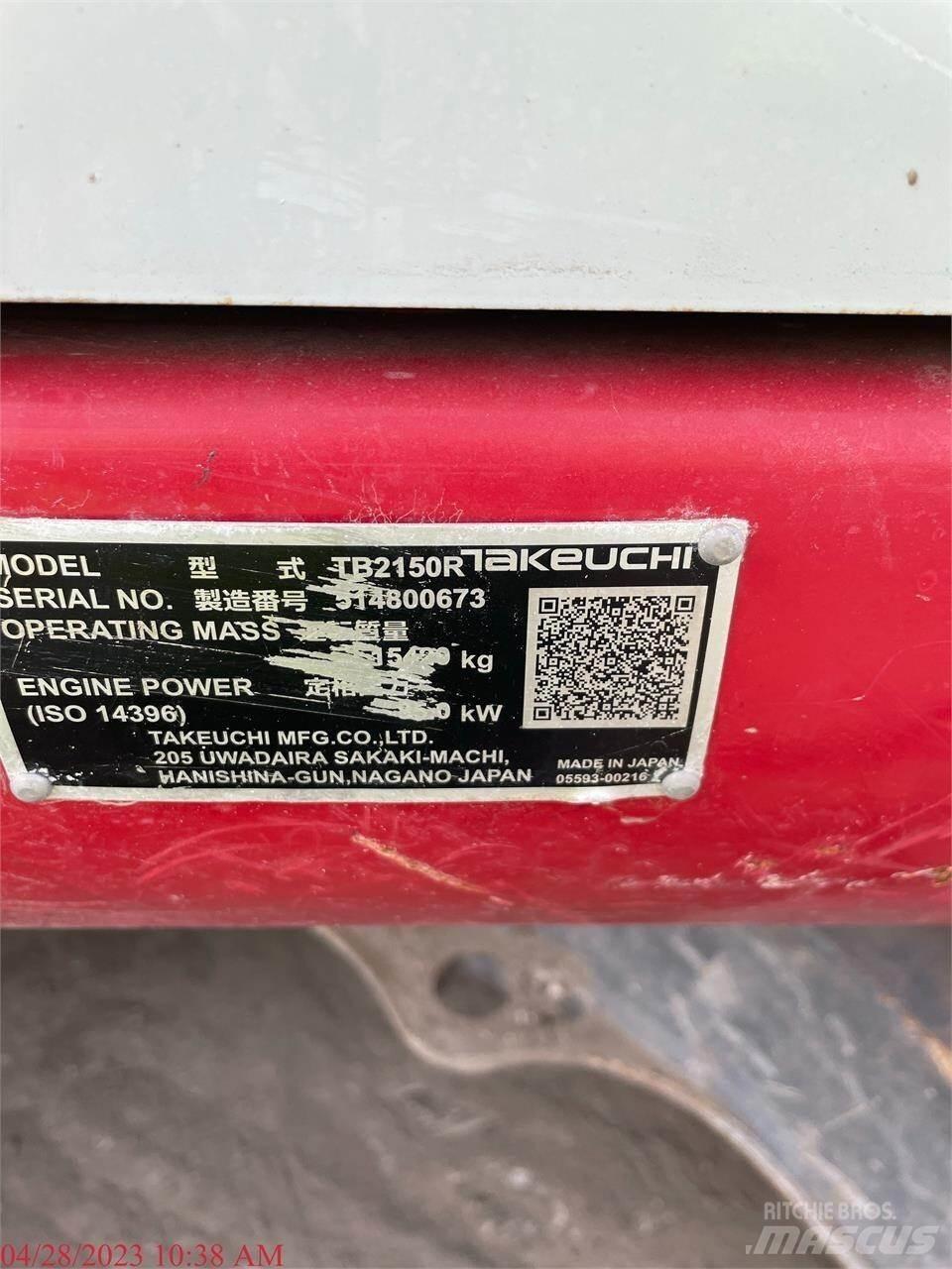 Takeuchi TB2150R Excavatoare pe șenile
