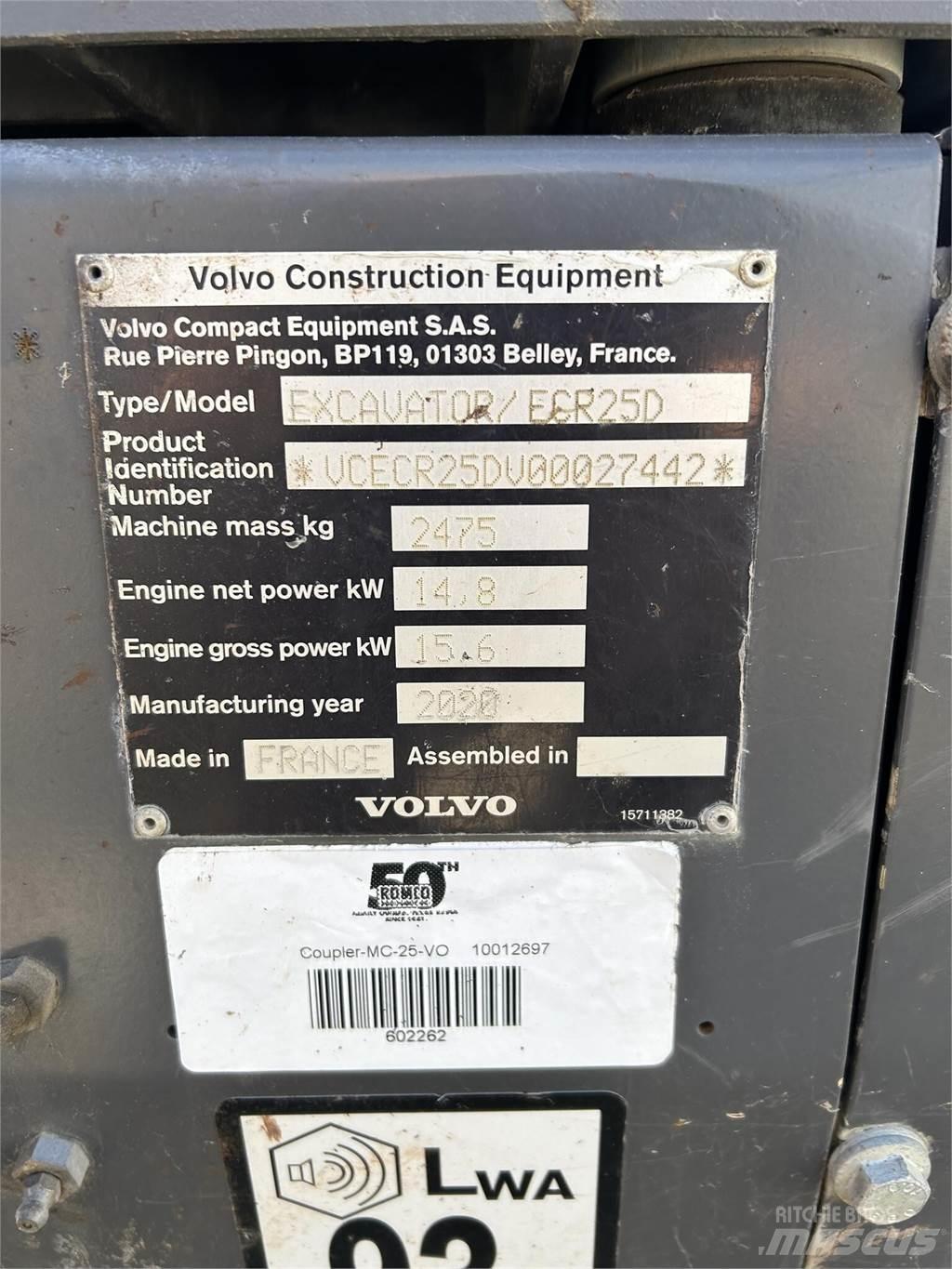 Volvo ECR25D Mini excavatoare < 7t