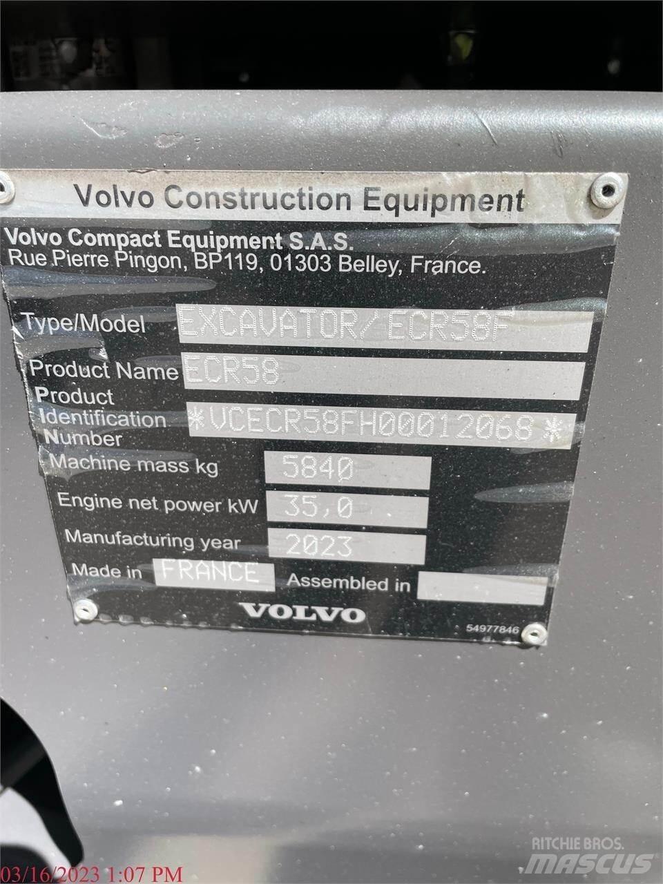 Volvo ECR58F Excavatoare pe șenile
