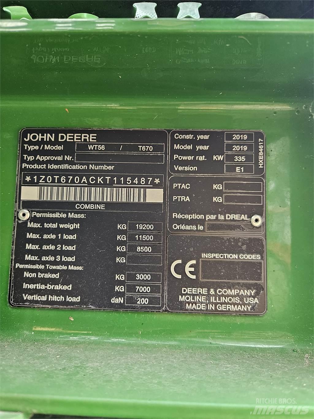 John Deere T670i Combine de secerat