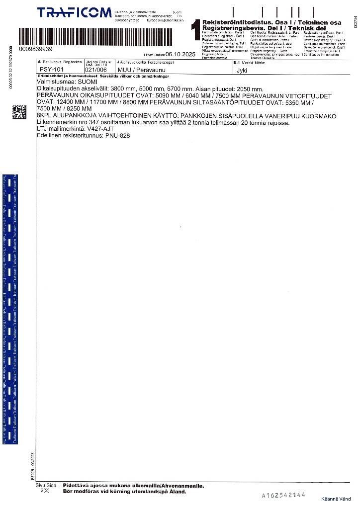 Jyki V427-AJT Remorci pentru lemn