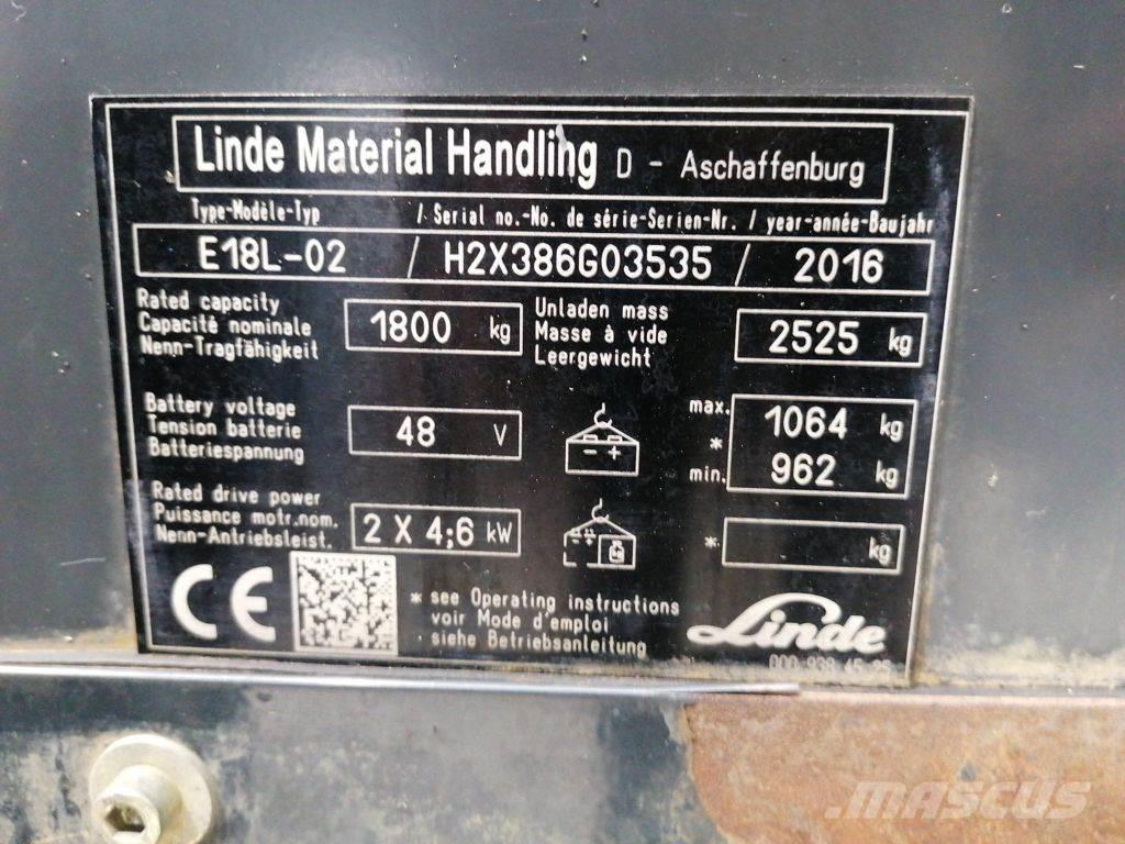 Linde E18L-02 Stivuitor electric