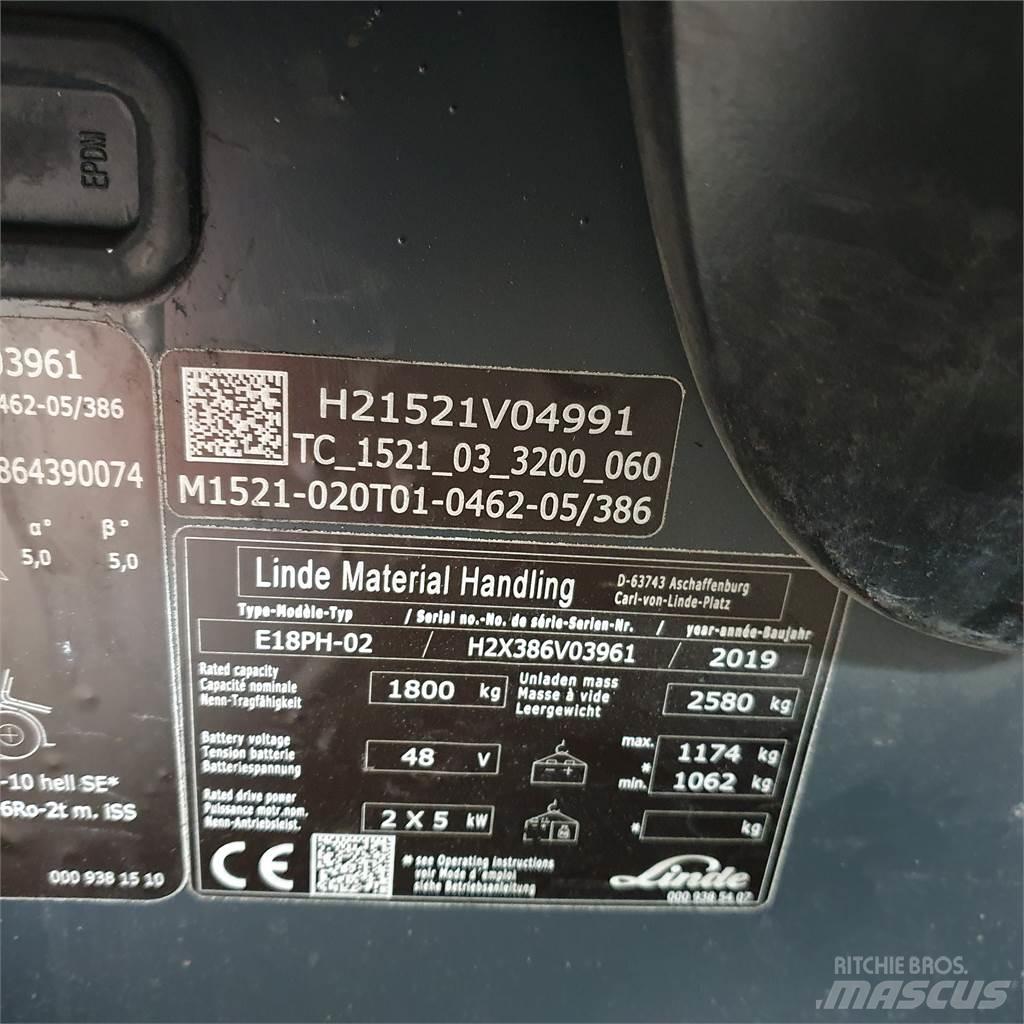 Linde E18PH Stivuitor electric