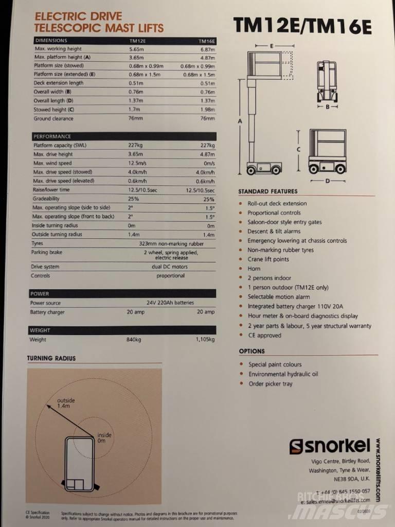 Snorkel TM 16 Ascensoare verticale catarg
