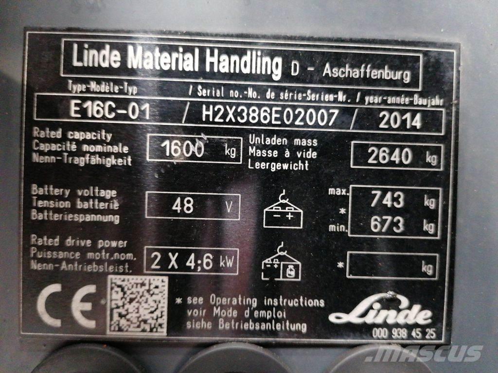 Linde E16C-01 Stivuitor electric