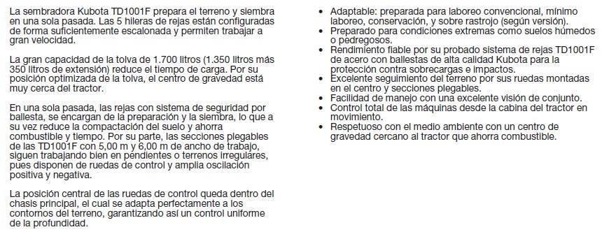 Kubota TD1001F Perforatoare