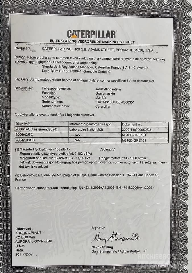 CAT M 316 D Excavatoare cu roti