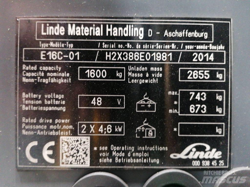 Linde E16C-01 Stivuitor electric
