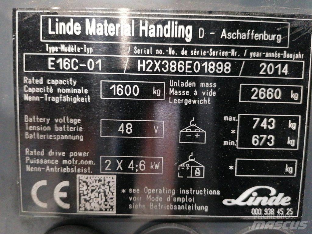 Linde E16C-01 Stivuitor electric