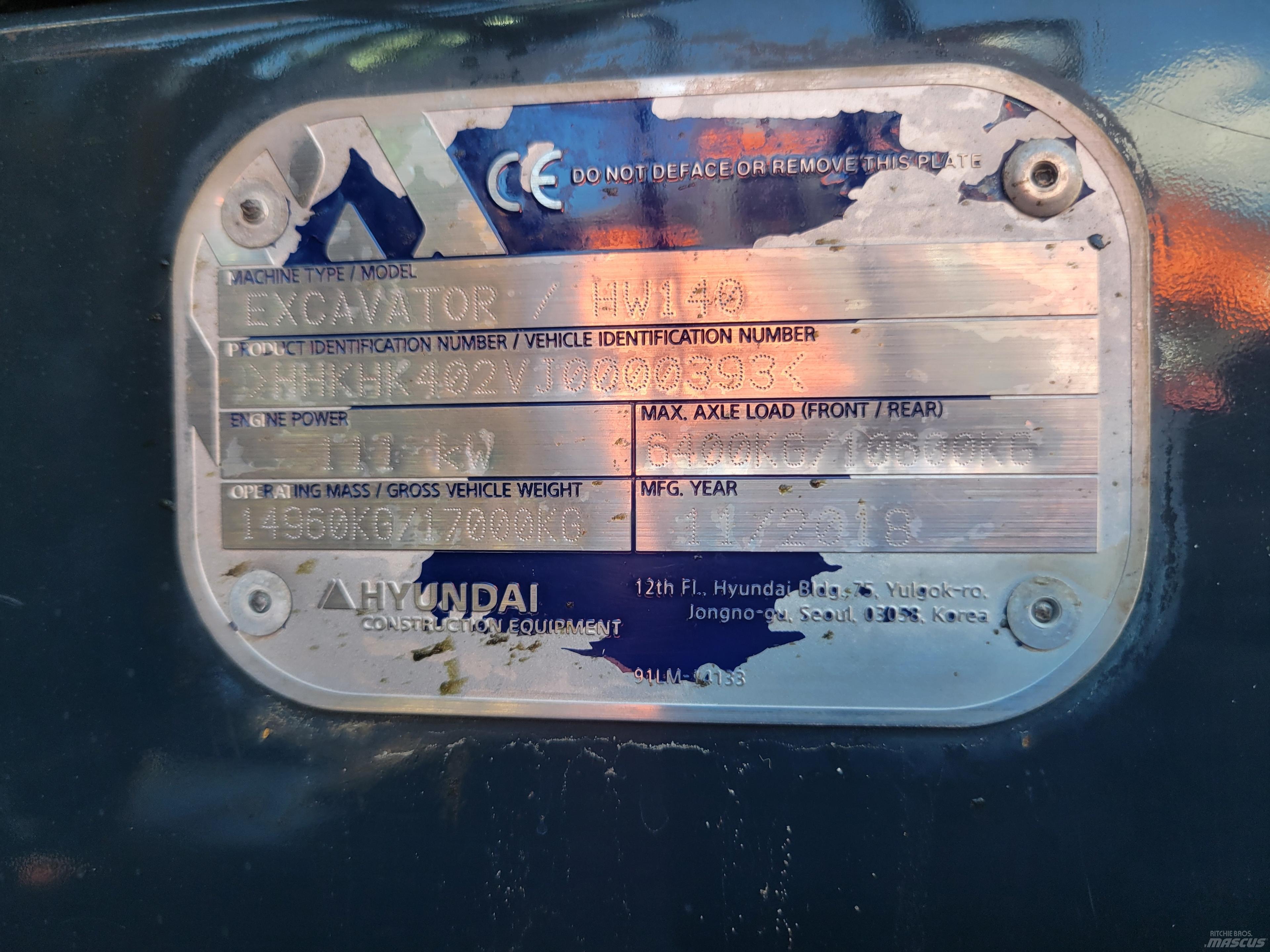 Hyundai HW140 Excavatoare cu roti