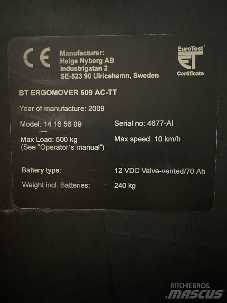 BT 609 AC TT Stivuitoare de micã inaltime pentu logistica