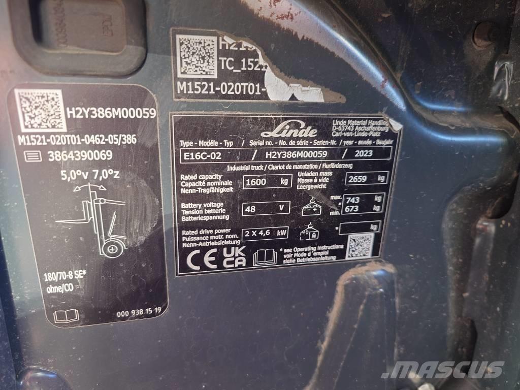 Linde E16C/386-02 Stivuitor electric