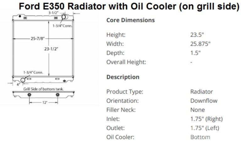 Ford E350 Radiatoare