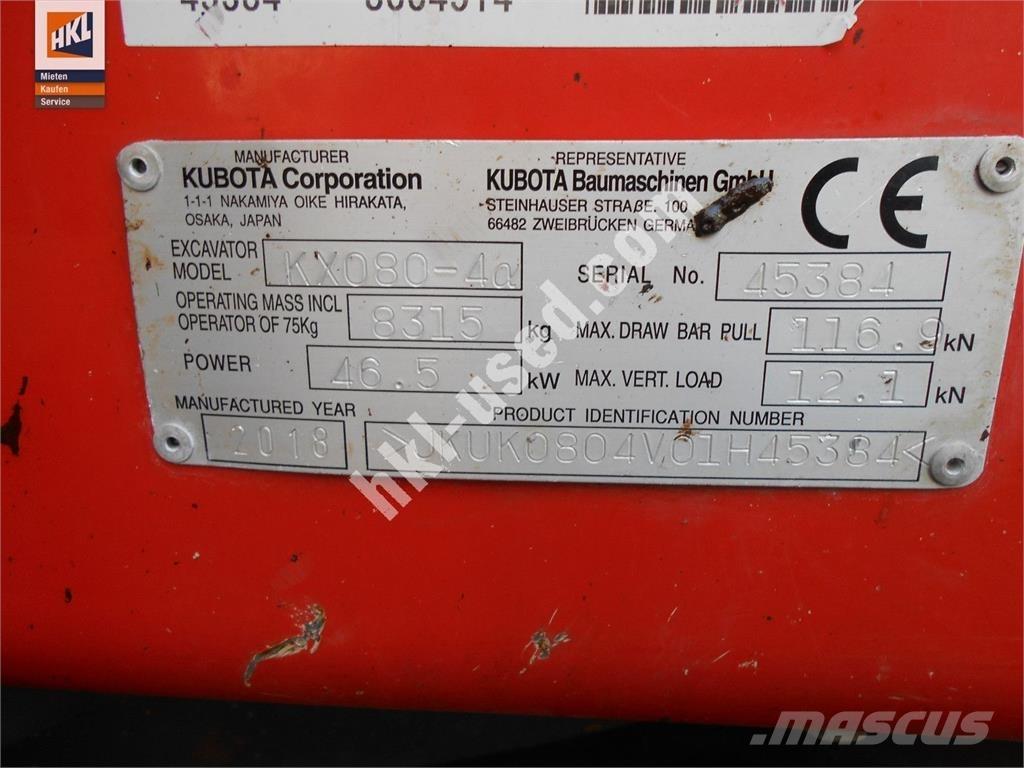 Kubota KX 080-4 Mini excavatoare < 7t