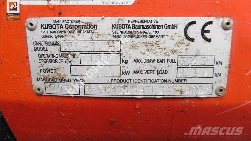 Kubota U 10-3 Mini excavatoare < 7t