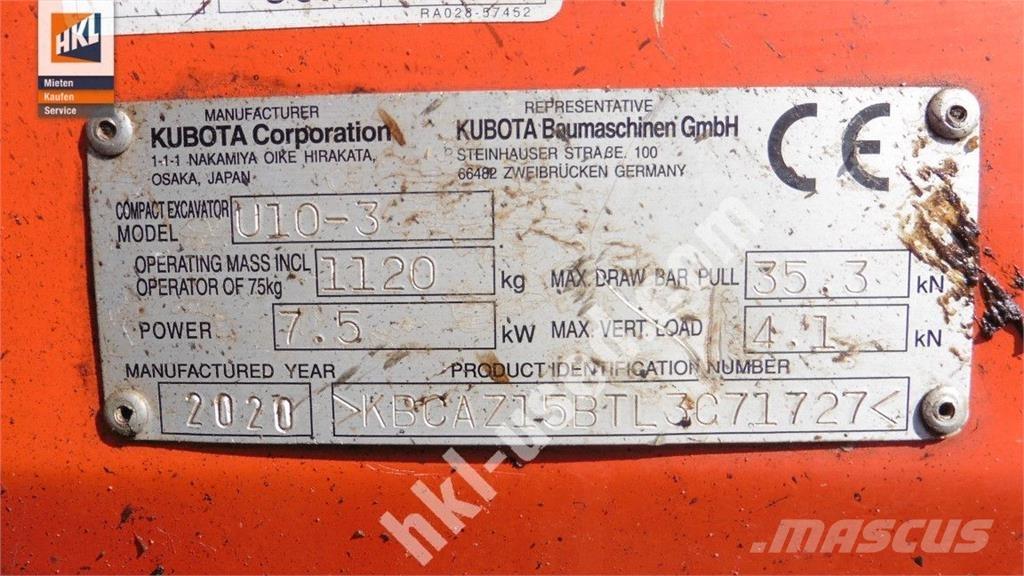 Kubota U 10-3 Mini excavatoare < 7t