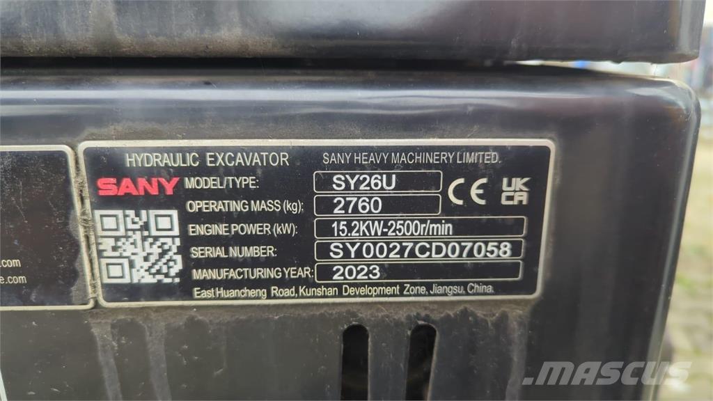 Sany SY 26 U Mini excavatoare < 7t