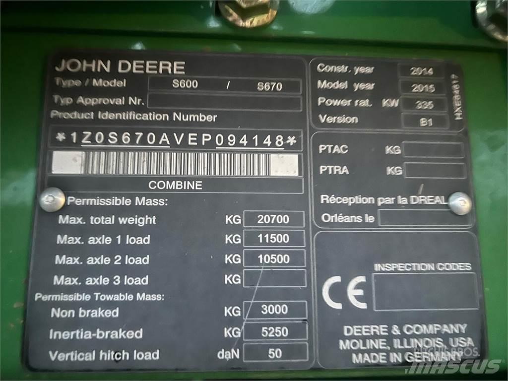 John Deere S670i Combine de secerat