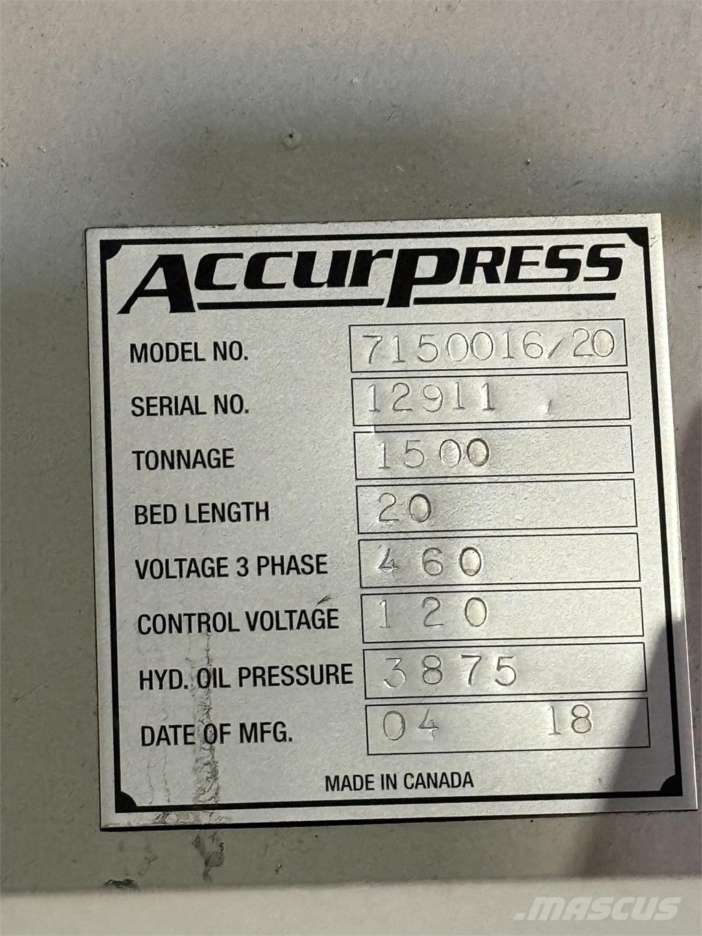  ACCURPRESS 7150016/20 Utilaje construcții - Altele