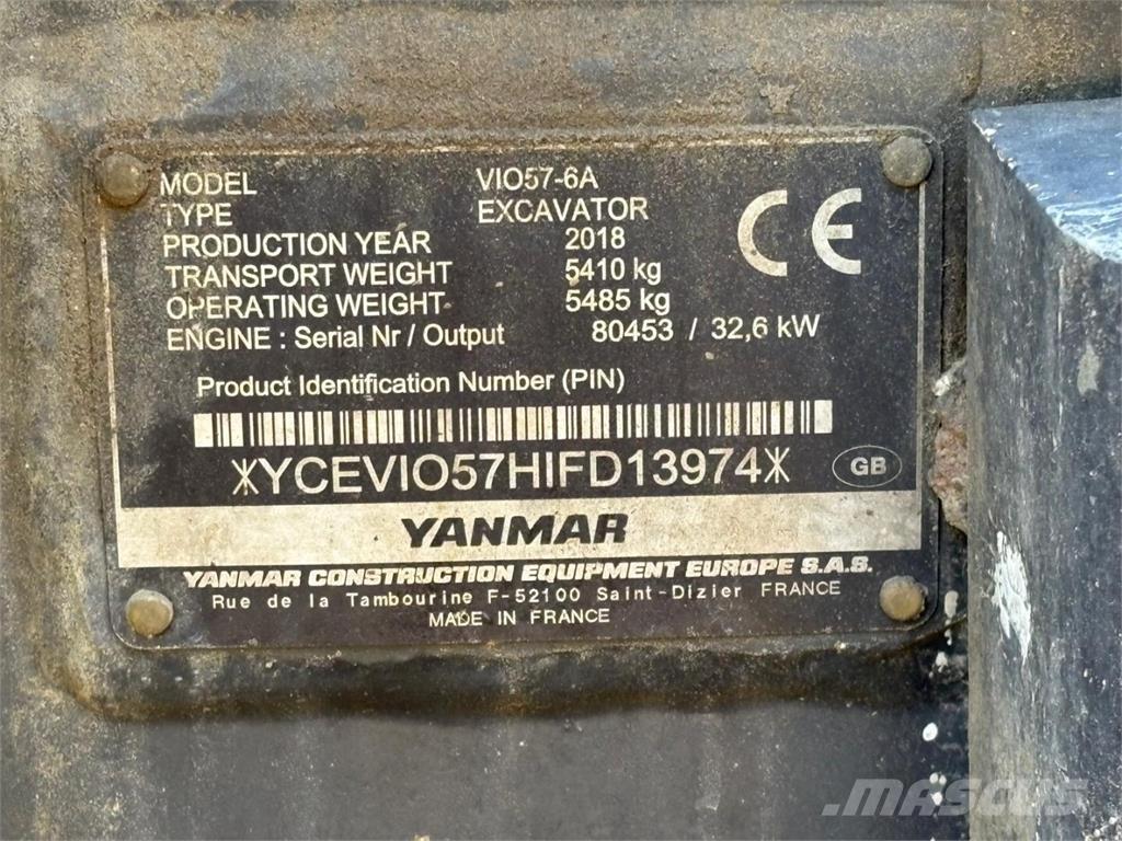 Yanmar VIO 57-6A Mini excavatoare < 7t