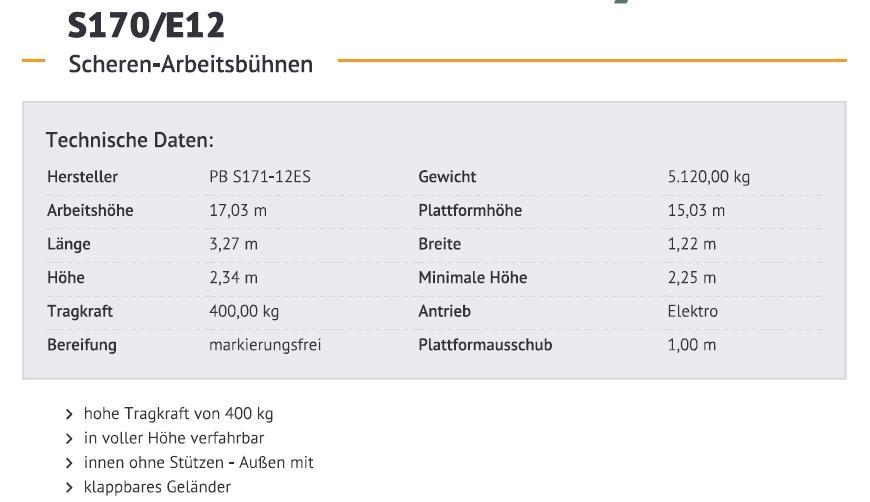 PB S171-12ES Platforme foarfeca