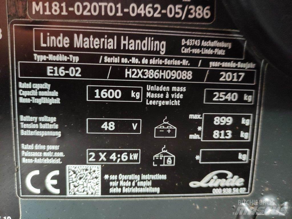 Linde E16-02-386 Stivuitor electric
