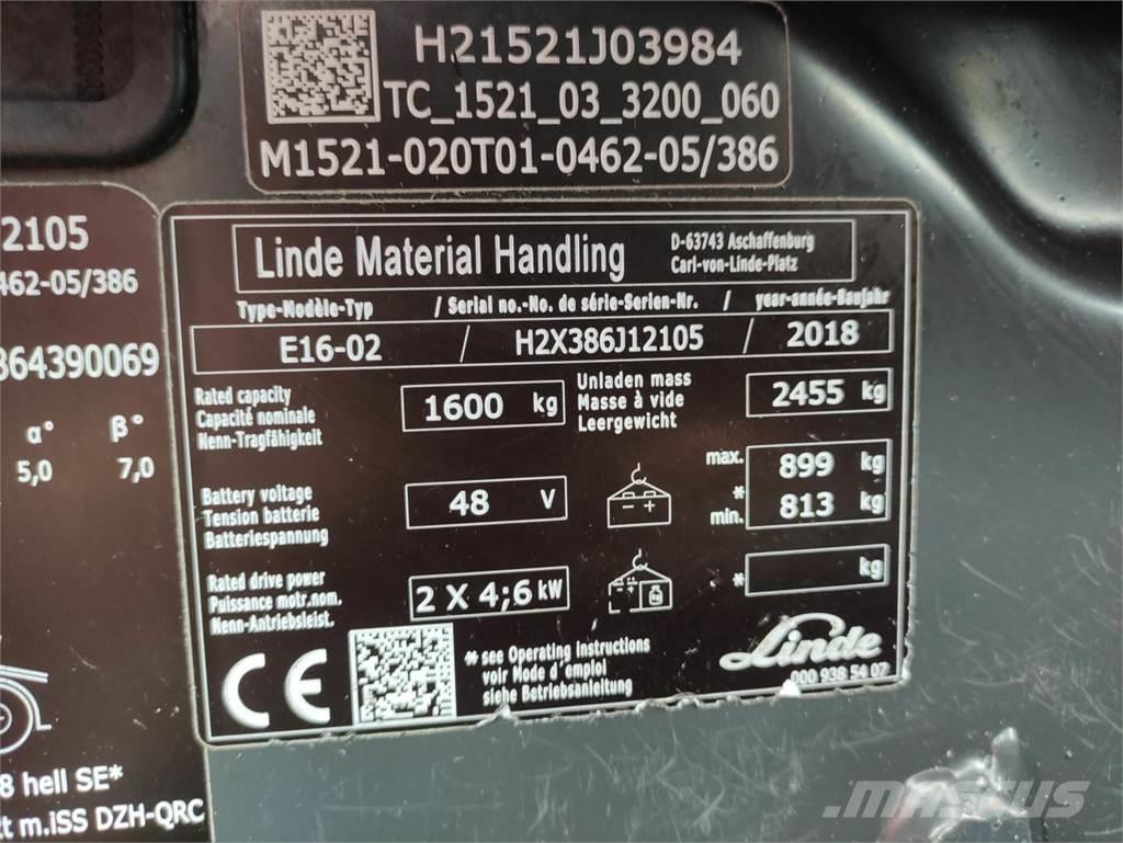 Linde E16-02-386-EVO Stivuitor electric