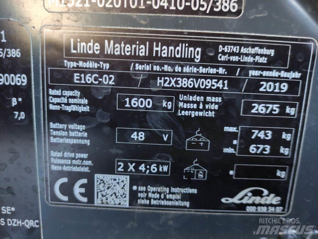 Linde E16C-02-386 EVO Stivuitor electric
