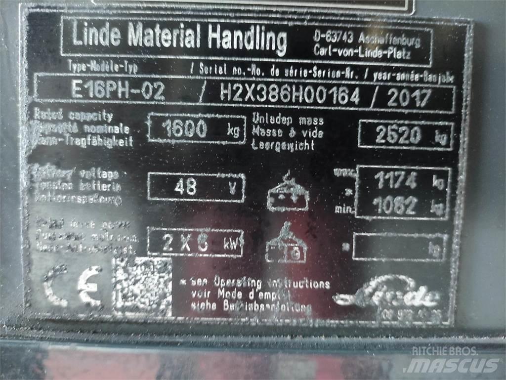 Linde E16PH-02-386 EVO Stivuitor electric