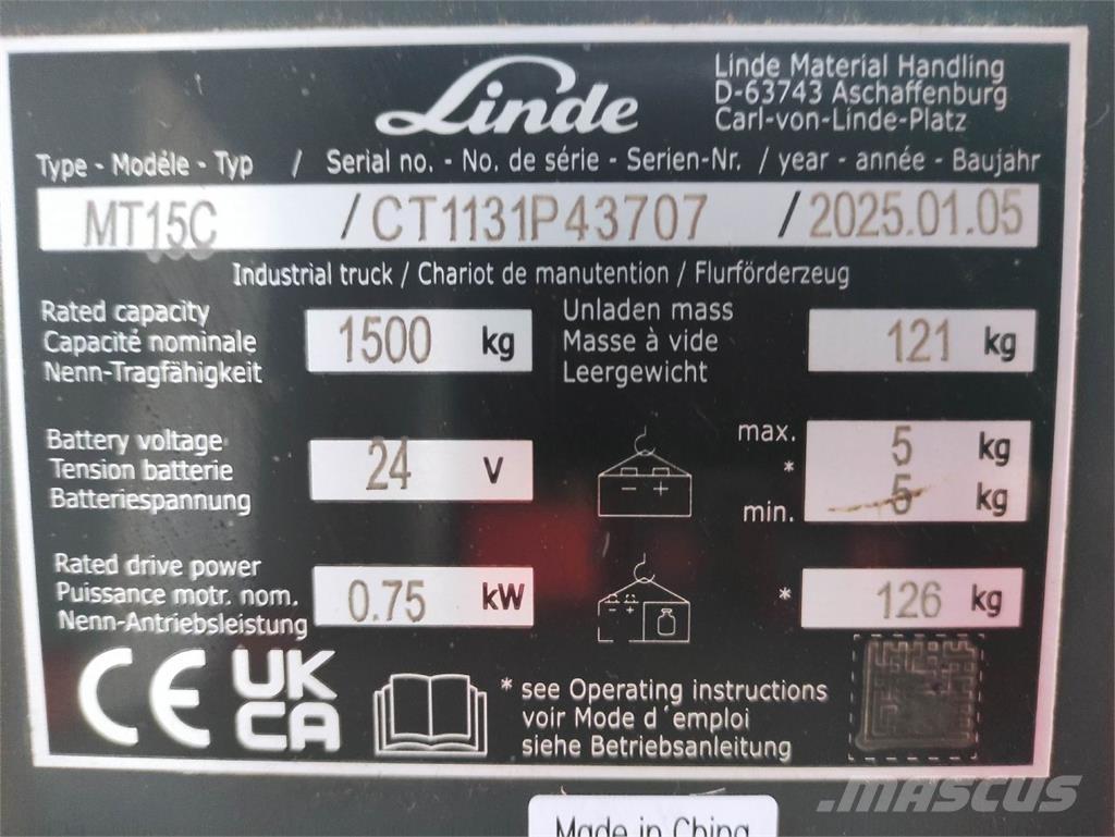 Linde MT15C Transpaleta manuala