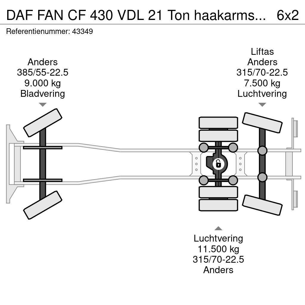 DAF FAN CF 430 VDL 21 Ton haakarmsysteem Camion cu carlig de ridicare
