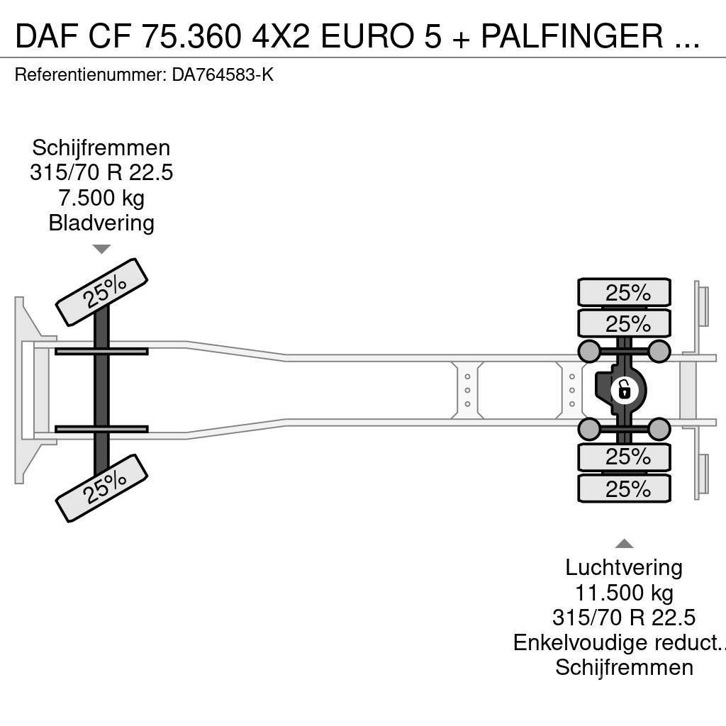 DAF CF 75.360 4X2 EURO 5 + PALFINGER PK15500 Camioane platforma/prelata