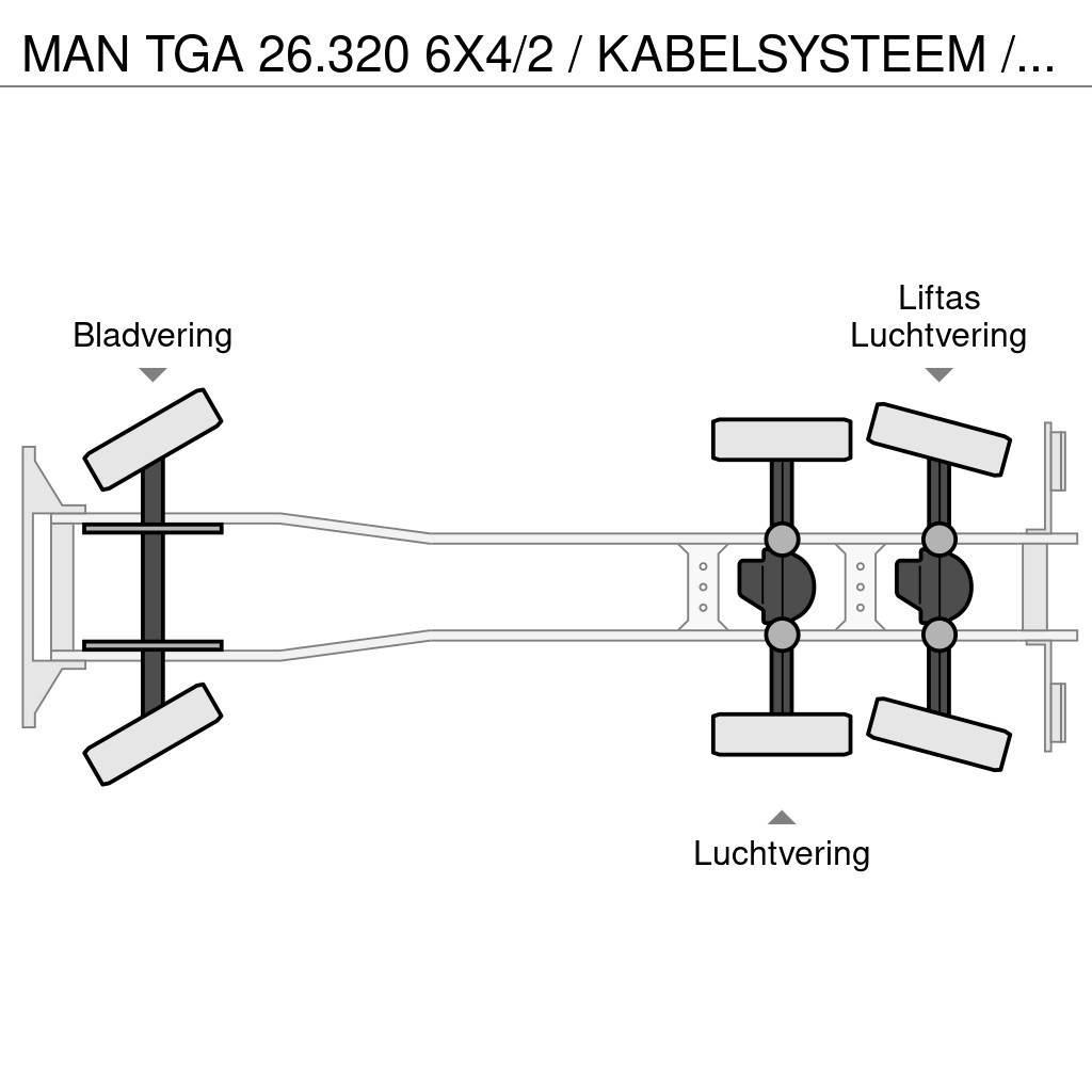 MAN TGA 26.320 6X4/2 / KABELSYSTEEM / CABLE SYSTEEM / Camion cu carlig de ridicare