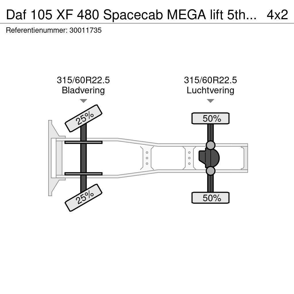 DAF 105 XF 480 Spacecab MEGA lift 5th wheel Autotractoare