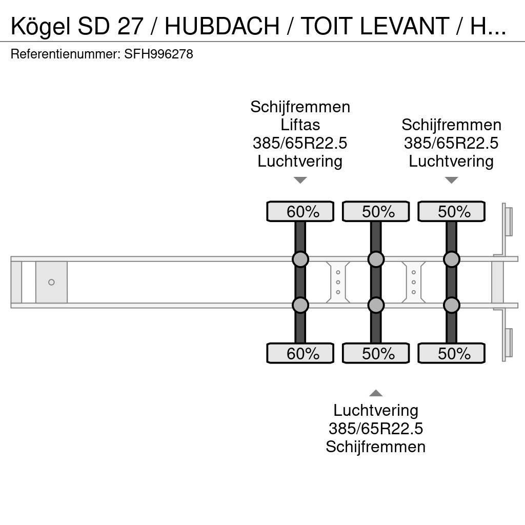 Kögel SD 27 / HUBDACH / TOIT LEVANT / HEFDAK / COIL / CO Semi-remorca speciala