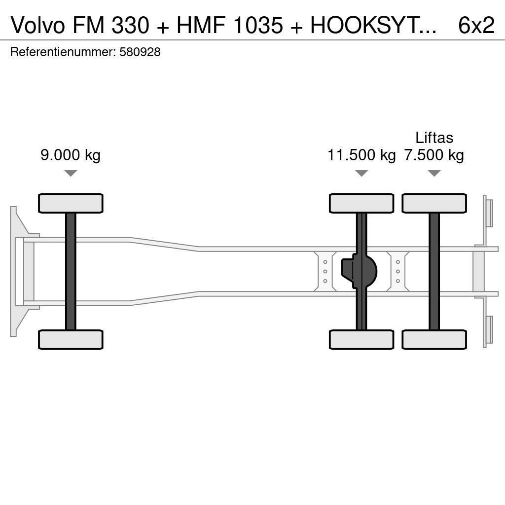 Volvo FM 330 + HMF 1035 + HOOKSYTEM HYVA + EURO 5 + 6X2 Camion cu carlig de ridicare