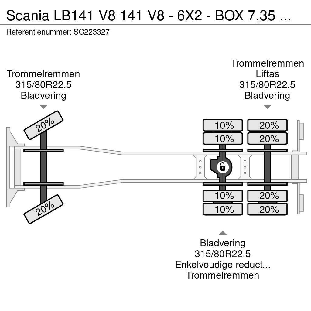Scania LB141 V8 141 V8 - 6X2 - BOX 7,35 METER Camioane platforma/prelata