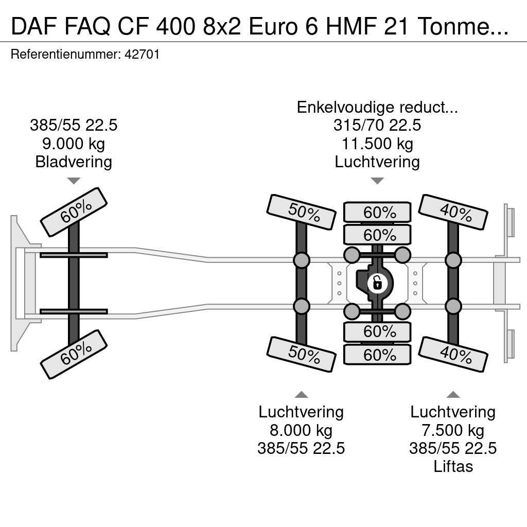 DAF FAQ CF 400 8x2 Euro 6 HMF 21 Tonmeter laadkraan Camion cu carlig de ridicare