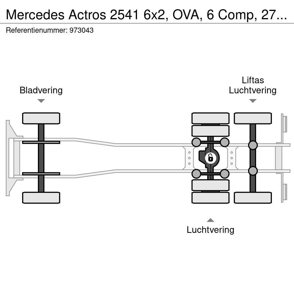 Mercedes-Benz Actros 2541 6x2, OVA, 6 Comp, 27 M3, 3 Pedals Cisterne