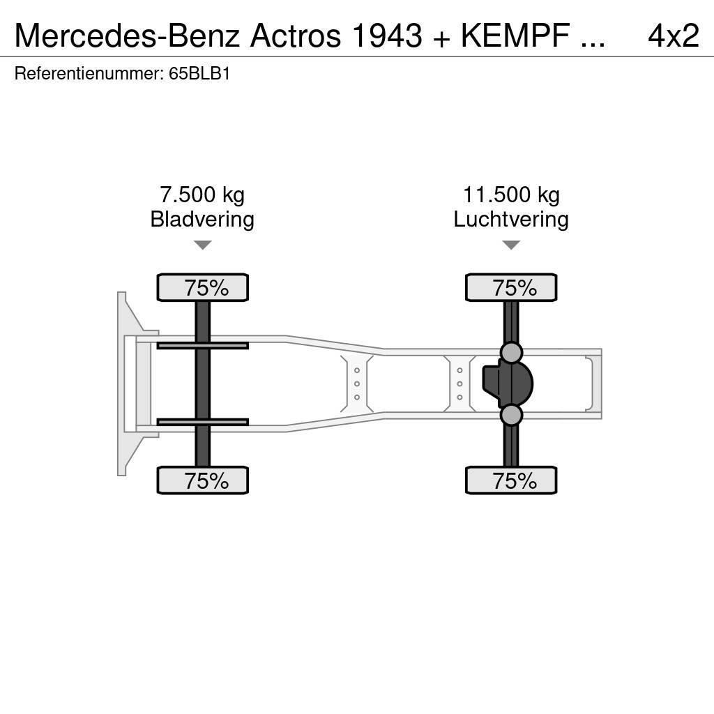 Mercedes-Benz Actros 1943 + KEMPF SKM 35/3 Zeer mooie NL combina Autotractoare