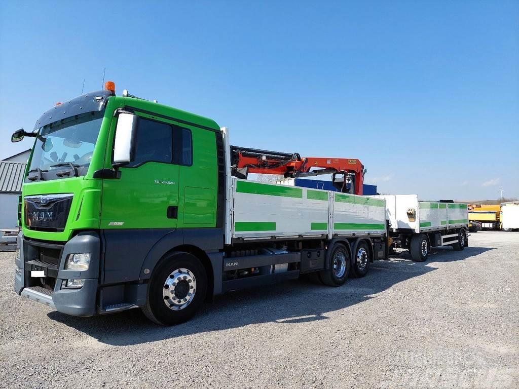 MAN TGX 26.520 m Palfinger Kran PK20001L 14,6m + Funkf Flatbed / Dropside trucks