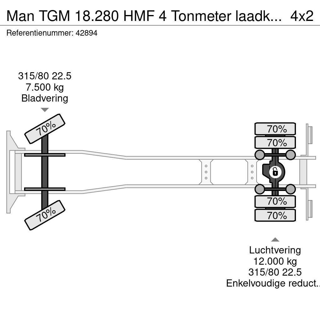 MAN TGM 18.280 HMF 4 Tonmeter laadkraan Camion cu carlig de ridicare