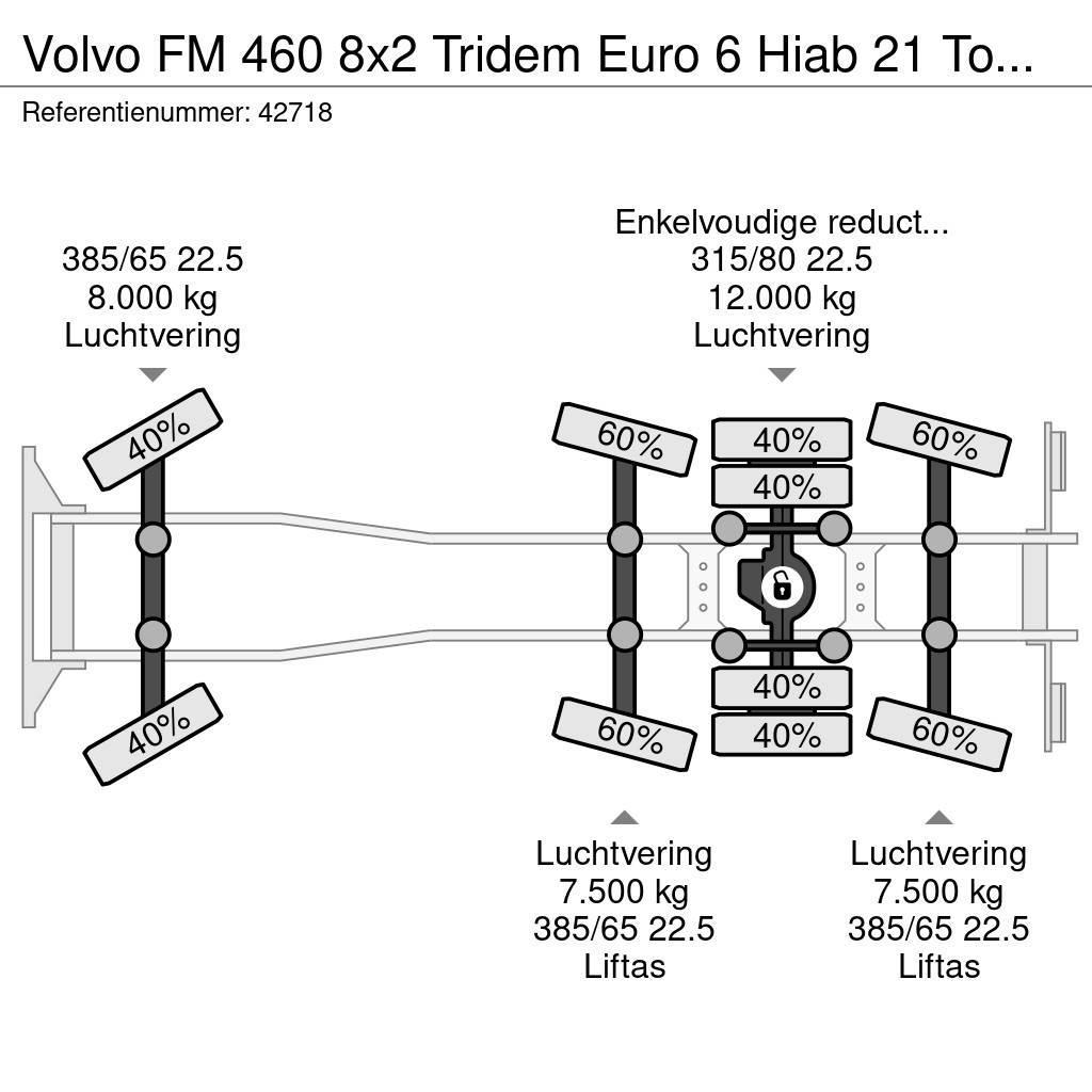 Volvo FM 460 8x2 Tridem Euro 6 Hiab 21 Tonmeter laadkraa Camion cu carlig de ridicare