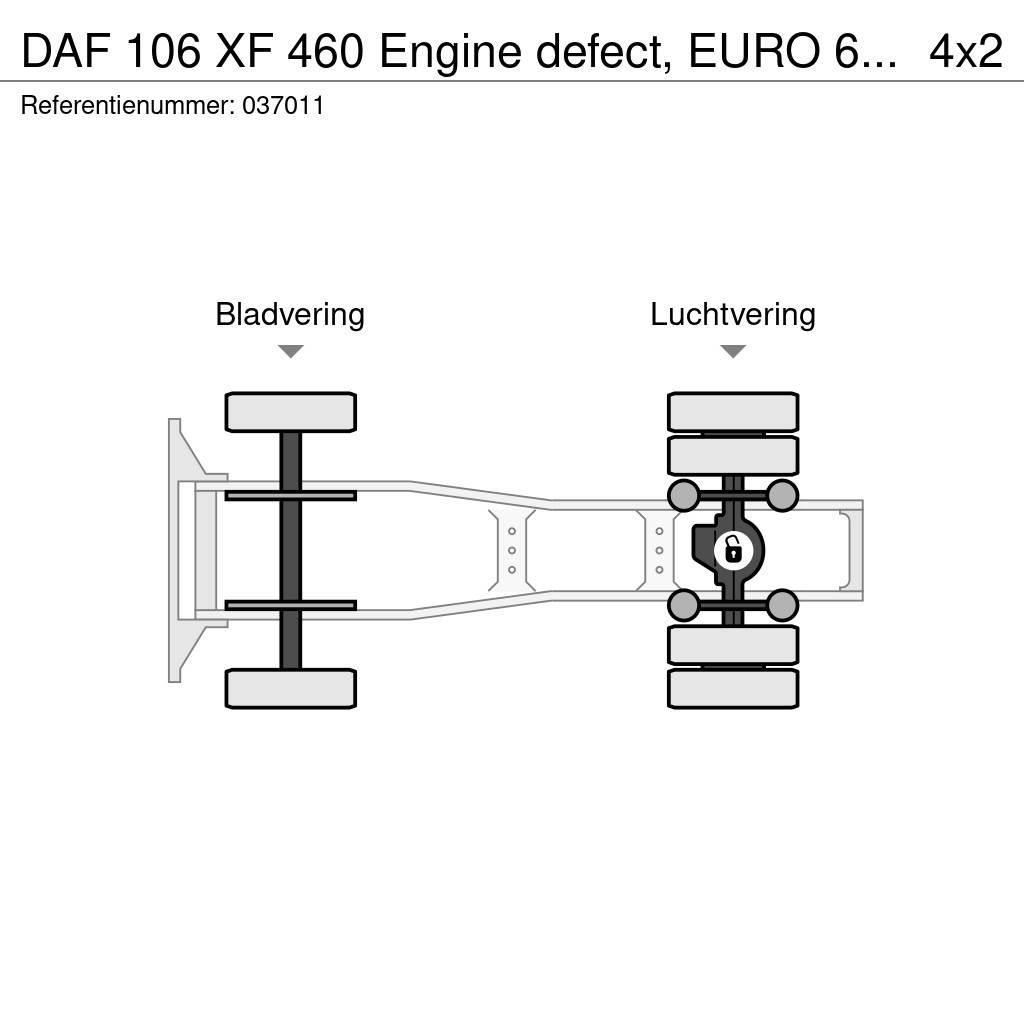 DAF 106 XF 460 Engine defect, EURO 6, Standairco Autotractoare